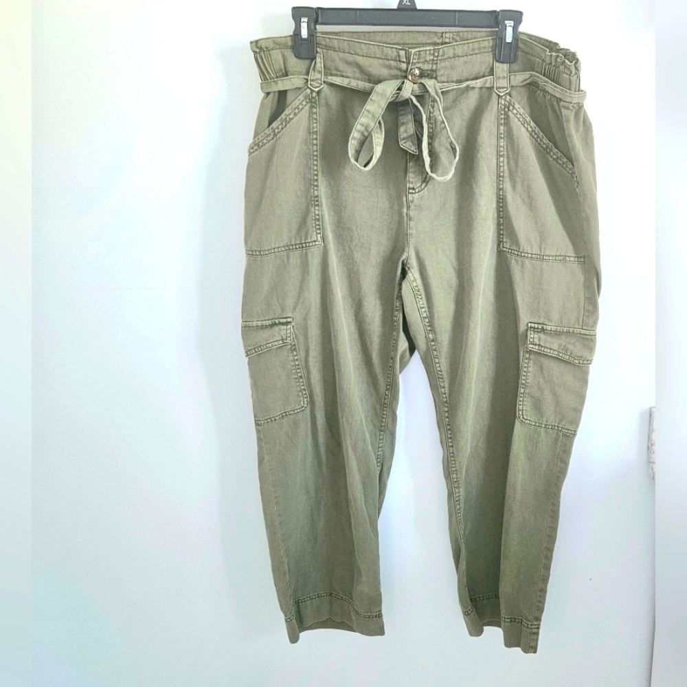 Old Navy Olive Green Cargo Pants Tie at Waist